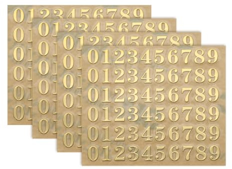 QUARKZMAN 4 Blätter Buchstabenaufkleber 0.18 3D Mini Buchstaben Metall Selbstklebende Zahlenaufkleber Für Scrapbooking DIY Poster Basteln Wand Türen Schild Dekor (Gold)