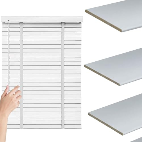 Faux Wood Venetian Blinds 50mm Slats Bamboo Blind, Wooden VenetianBlinds, Blackout Horizontal Window Shades 30cm 45cm 60cm 85cm 100cm 120cm 150cm 160cm 180cm Privacy Blind(White)