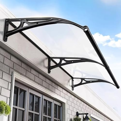 Außenfenstermarkisen Terrassenüberdachung UPF 50+ – Aluminiumhalterung für Tür Eingang Markise mit Polycarbonat-Abdeckung für UV-Regen- und Schneeschutz – perfekt für Veranda und Garten