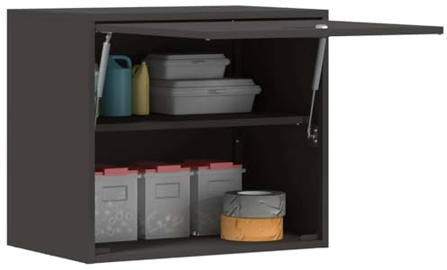 vidaXL Armadio a muro per garage Nero 60 x 40 x 53 cm, Soggiorno, mobili moderni per riporre, armadio funzionale, attaccato al muro, risparmio di spazio, organizzazione casa