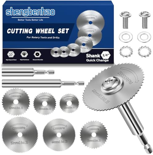 shengbenhao Rotary Drill Saw Blades,1/4 Hex Shank (100mm+60mm) | 6Pcs HSS Circular Saw Blades Cutting Discs for Wood Plastic PVC Pipe Soft Metal Cutting