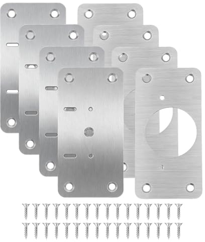 8 PCS Hinge Repair Plate, Stainless Steel Hinge Repair Plates with Screws, for Kitchen Cabinet, Wooden Furniture Cupboard Wardrobe