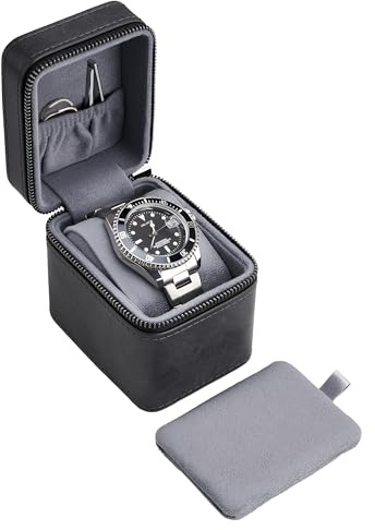 ProCase Uhrenreisekoffer Uhrenbox, Uhr Reiseetui PU-Leder Uhrentasche mit Weicher Polsterung, Kompakte Watch Case für Luxusuhren und Smartwatches bis 55 mm