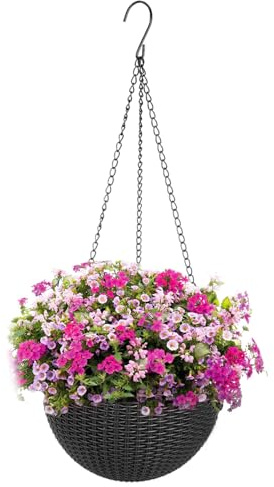 WSDDBB Blumenampel Hängeampel Plastik Hängetopf für Pflanzen Hängend Blumentopf mit Ketten für Decken Balkone Fenster Fenster Innen Außen,1er Set