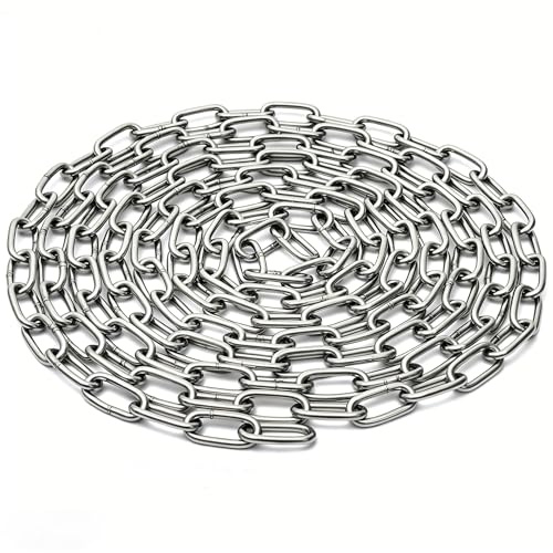 4MM Edelstahl Kette 5M,Edelstahlkette Meterware,Stahlkette,Gliederkette,Metallketten,stainless steel chain, für hängesessel schaukel hanging plants Wäschekette Boxsack