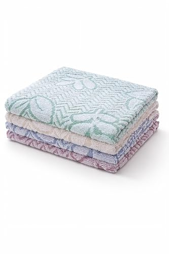 EMMEBi Strofinacci Cucina 100% Cotone Made in Italy Set 4 o 6 Pezzi 50x70 cm 300 gr/m² Alta Assorbenza Panni Cucina Professionali Design Elegante o Quadretti per Casa Ristoranti Hotel (Natural 4pz)