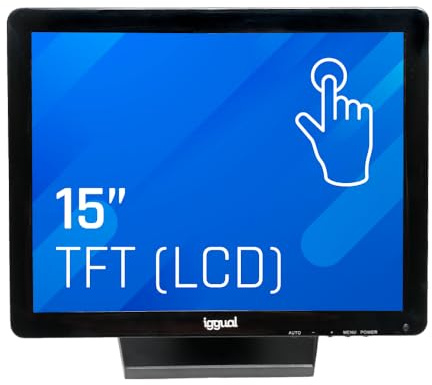 iggual Monitor Táctil de 15 - Compat Aplicaciones TPV- Panel Resistivo 75Hz TFT LCD (4:3)- SO: Wind XP hasta 11,MS-Dos, Linux- VESA 75x75mm- USB-A + VGA+HDMI, 1.024x768 XGA (349x274x69) MTL15C