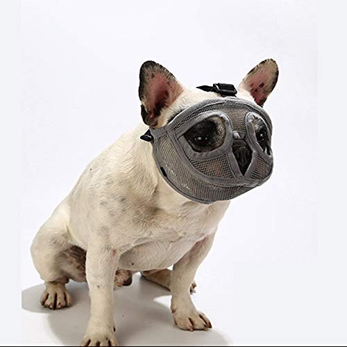PETEMOO Maulkorb für Hunde mit abgeflachter Schnauze-verstellbar, atmungsaktiv: Englische Bulldogge, Französische Bulldogge, Pekingese, Shih-Tzu, Mops, auch für Katzen geeignet.