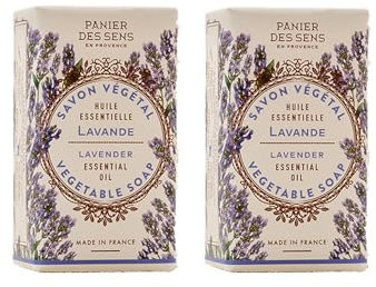 Panier des Sens - Jabón Sólido – Jabón para Manos y Cuerpo a la Lavanda - Con Aceite de Oliva - Cuidado Corporal para Mujeres y Hombres - Natural 97% de Ingredientes Naturales – 2x150g