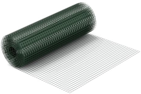 Wiltec Fil de grillage Vert à mailles carrées 25 x 25 mm - 25 m x 50 cm - en Acier galvanisé revêtus par PVC - Rouleau Clôture pour Volière Clapier Jardin Sylviculture Agriculture