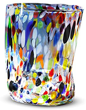 Gocce di Murano Juego de 6 vasos Goto de cristal de Murano soplado de 300 ml, elaborados a mano de colores Paquete de 6 copas para agua elegantes y valiosas Made in Italy (Murrina, 1)