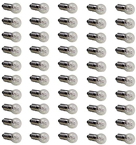 MeetUs Confezione da 50 Lampadine E10 1.5V 0.3A DC Bianco Caldo in Miniatura Con Base a Vite (1.5v)
