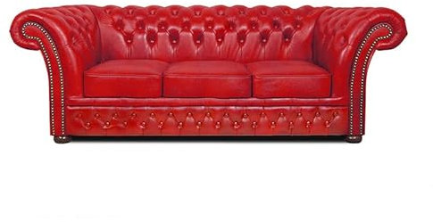 Chesterfield Bank Winfield Basic Luxus Leder | 3-Sitzer | 2 bis 4 Wochen Lieferzeit (Rot)