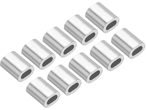 M METERXITY 100-pack aluminium krympögla ärm oval – 1 mm vajer fästanordning för trädgårdsstaket (5 x 4 mm)