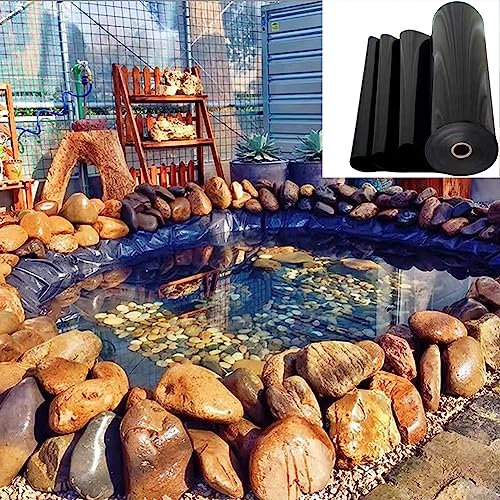 Schwarz HDPE Teichfolien Schwerlast, Viele GrößEn Wasserdicht Gartenteich Folie 0.2mm Fisch Und Pflanzenfreundlich PVC Teichplane für Gartenteich Teichbau, TeichzubehöR ,Schwarz,8x10m(26.4ftx33ft)