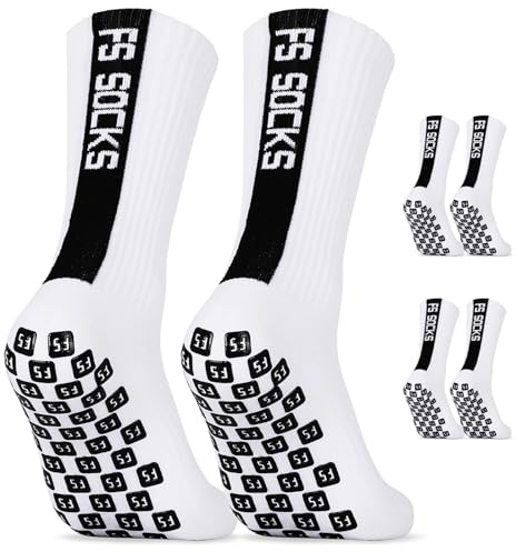 AVABEST Calcetines Futbol 2 Pares Calcetines Deportivos Antideslizantes Hombre Mujer & Kinder, Tallas 35-39, Calcetines Deportivos Grip Socks Football para Football