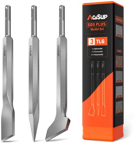 AojSup Set di 3 Scalpelli SDS-Plus, Scalpello SDS Max per Piastrelle Muratura Calcestruzzo Pietra, Scalpello SDS per Trapani Leggeri e Martelli a Percussione