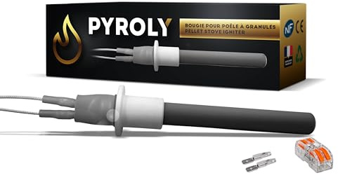 PYROLY Keramisk tändstift för MCZ/CADEL pelletskamin (96/76 mm - Ø11,55 mm - 300 W - fläns) med kontakter