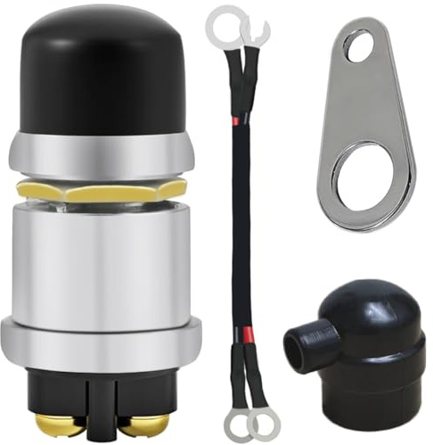MKBKLLJY Hochleistungs-Druckknopf-Startschalter, 12 V, 50 A, wasserdicht, Schalter für Autos, LKWs, Traktoren, Wohnmobile, Boote, Hupen, Motorstarter