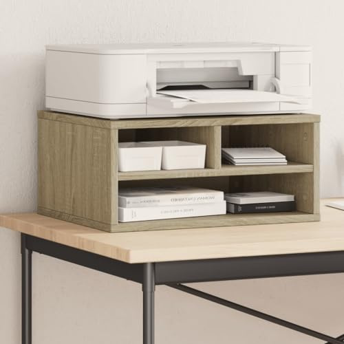 Hovothy Druckerständer Druckerwagen Druckerhalter Druckerregal Aufbewahrungsregal Mobiler Druckerständer Regal für Drucker Druckertisch Holz Büromöbel Sonoma-Eiche 49x40x22,5 cm Holzwerkstoff