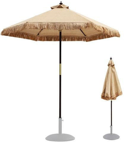210 cm Sonnenschirm Terrassenschirm, Strohgedeckter Tiki-Hawaii-Schirm für Strand, Terrasse und Pool, Tragbarer Sonnenschirm für den Außenbereich