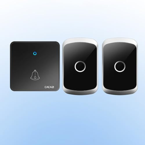 SLDAGe Timbre Inalámbrico 2 Receptor IP65 Impermeable 300m Timbre Inalámbrico Exterior, 5 Niveles de Volumen (0-115dB) y 60 Melodías para Hogar, Hotel, Emergencia, etc,Negro
