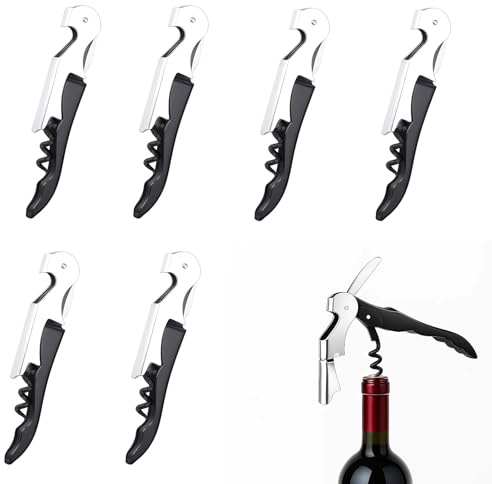 Limonadier, 6 Pièces Tire-Bouchon, Ouvre Bouteille, Sommelier Limonadier Professionnel Ouvre Bouteille de Bière 3 en 1 Couteaux avec Décapsuleur et Coupe-Capsule, Qualité Hôtel et RestaurantC (Noir)