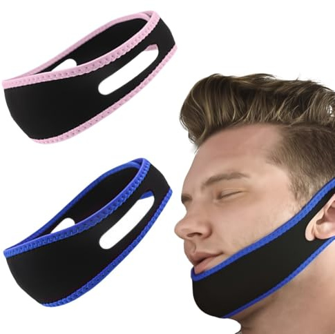 JEYORZY 2 Pcs Anti Russamento,Anti Russare Cinturino Uomo Donna,Antirussamento Dispositivi Mento,Antirussamento,per Facilitare La Respirazione,Migliora Il Respirazione Sonno