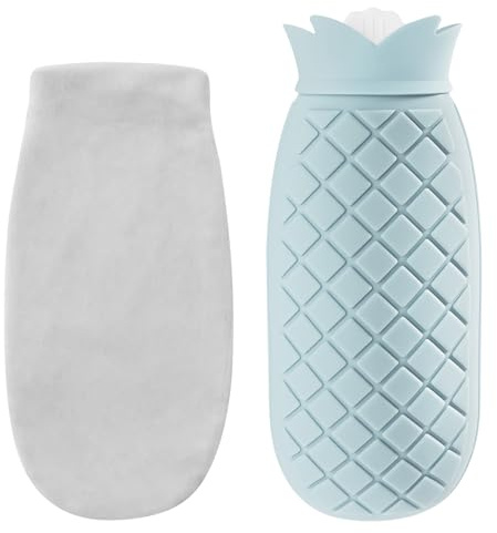 Botella de agua caliente de silicona de 680 ml con funda, bolsa de agua caliente portátil de doble uso de caliente y fría, botellas de agua para calentar el microondas, mantiene las manos, los pies y