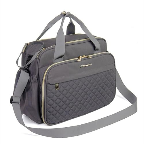 LEQUEEN Baby Changing Bag, Crossbody Nappy Bag, Diaper Satchel for Mums and Dads (Grey)