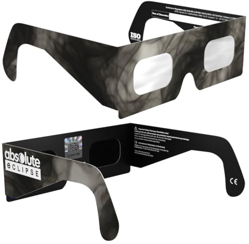 Absolute Eclipse Soot solförmörkelseglasögon – ISO 12312-2 testade och CE-certifierade – EU-tillverkare – 2-pack parpaket – 2026 Eclipse Europe