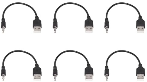ISTOVO 6piezas 3.5mm Clavija Jack de Audio AUX A USB 2.0 Macho Cable del Cargador Cable Adaptador para MP3 del Coche