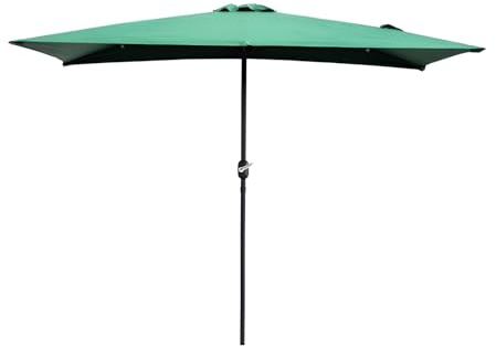 KXWOQ3ED Demi-Parasol de Terrasse 250 x 130 x 240 cm, Parasol de Balcon Rectangulaire avec Manivelle et 5 Baleines, Protection UV Polyester pour Contre au Mur, Porche, Jardin(Green)
