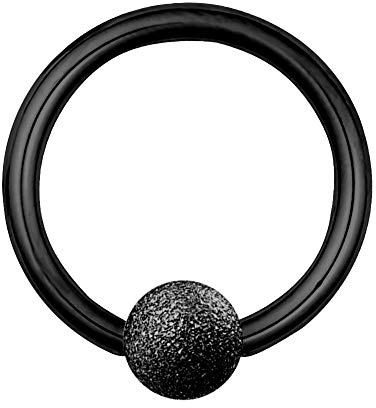 Treuheld | Schwarzer KLEMMKUGELRING in DIAMANT-OPTIK aus Chirurgenstahl - 12 Größen - BCR Piercing (Ball Closure Ring) - Klemmring - Schwarz mit matter (sandgestahlter) Kugel - Edel-Stahl