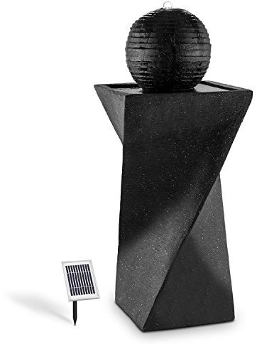 blumfeldt Schönbrunn - Springbrunnen, Gartenbrunnen, Wasserspiel, Kugelbrunnen, Solar, 8 St. Akku-Betrieb, 200 L/h Pumpleistung, 300 cm² Photovoltaikfläche, LED-Licherkranz, Basalt, schwarz