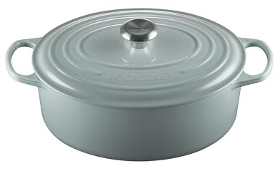 Le Creuset Horno holandés ovalado de hierro fundido esmaltado con tapa, 6.75 cuartos de galón, sal marina