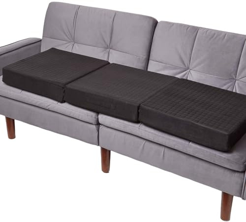 HOMESCAPES Coussin d’Assise pour canapé 3 Places, Coussin rehausseur déhoussable en suédine, Noir, 100 x 50 x 10 cm