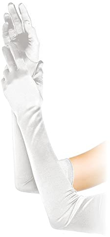 ZWZNBL Années 1920 Style Longs Gants De Soirée Noir Blanc Coude Gants De Mariée Danse Déguisements Gants Sexy Femmes De Mariage De Bal Gants D'opéra (White), Taille unique