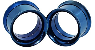 Beydodo Écarteur 5mm, Ecarteur d Oreilles Acier Chirurgical 2 Pièces Tunnels de Chair Cerceau Bleu