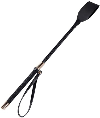 OBTANIM 18 Inch Riding Crop PU Leather Horse Whip Crop for Equestrian Horses (Style A, Gold)
