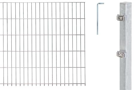 Alberts 646028 Doppelstabmattenzaun als 17 tlg. Zaun-Komplettset | verschiedene Längen und Höhen | feuerverzinkt | Höhe 83 cm | Länge 15 m