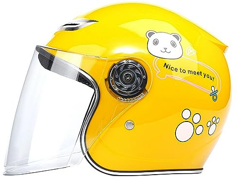 AOOPOO Casco Moto per Bambini Ragazza Ragazzo, Casco Jet per Bambini con Visiera, Casco per Scooter Casco per Scooter per Bambini Casco per Ciclomotore Casco per Bicicletta, Sgancio Rapido 44-52 Cm