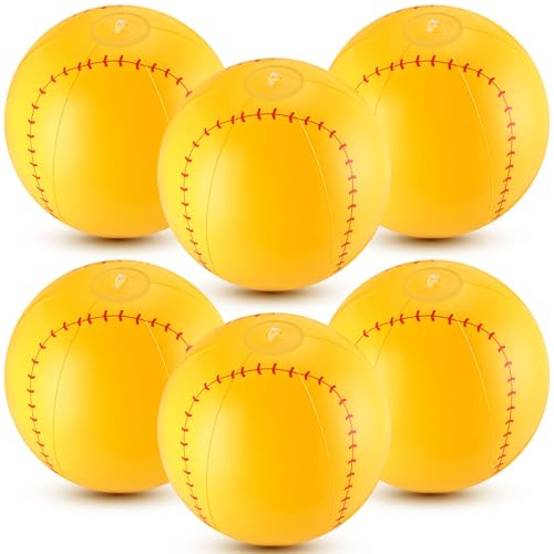 Poen 12 Inch Inflatable Pool Softball Beach Balls, 6 Pcs