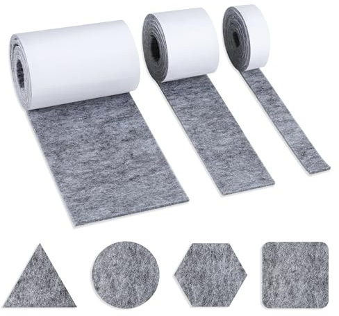 AiQInu Filzgleiter Selbstklebend, 3 Rollen Selbstklebendes Filz für Möbel Schneiden Sie Jede Form, Stark filzgleiter für stühle und Möbelfüße, Bodenschutz (100x10cm, 100x5cm, 100x2cm)