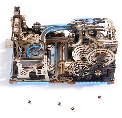 ROWOOD Marble Run Kit di Modelli Elettrici per Adulti per Costruire Puzzle in Legno 3D, Città Gemelle con Binari Extra-lunghi Kit di Costruzioni Artigianali in Legno Regalo Fai-da-te