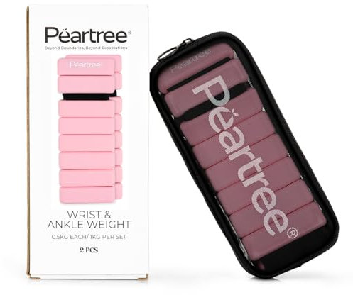 Peartree Ankle and Wrist Weights – Set of 2 Adjustable 0.5kg Ankle Weights for Women & Men – Wearable Arm & Leg Weights for Pilates, Dancing, Fitness, Jogging, Swimming (Pink)