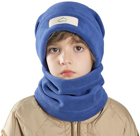 AYPOW Invernale Caldo Berretto Sciarpa Set per Bambini 8-15 Anni, Cappello Beanie Termico Scaldacollo con Fodera in Pile Spesso per Ragazzi Ragazze, Set di Accessori Invernali per Attività all'Aperto