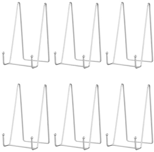 6er Set 15,5cm Silber Tellerständer Metall, Staffelei Aufsteller Teller | SYUTBOU Tellerhalter Ständer für Zuhause, Bilder und Bücher