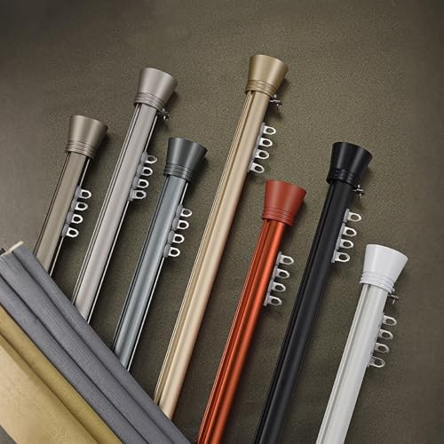 Barra Cortina Ventana - Juego de Cortina en Aluminio Resistente | Sistema Riel Deslizante Silencioso para Cortinas | Soporte Techo Pared | Decoración Moderna para Interiores(Champagne,0.50m)