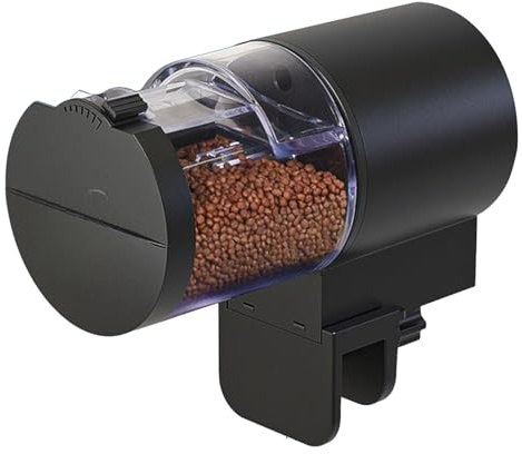 baabeash Automatischer Fischfutterautomat - 100 Milliliter Flockenspender - Feuchtigkeitsgeschützt Zeitgesteuert Für Aquarium Betta Teich Reise